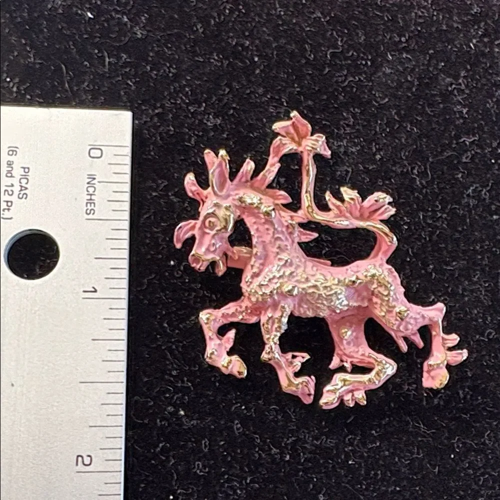 Pink and Gold Horse Brooch